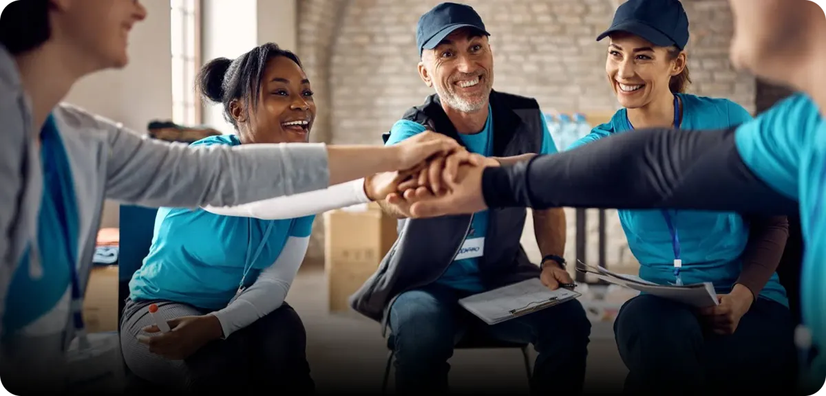 Diverse team of professionals working together and building trust